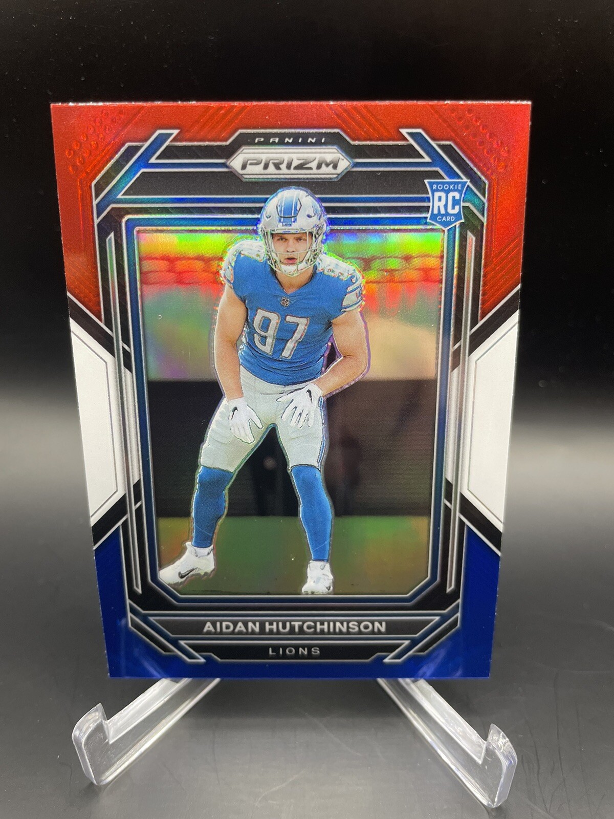 2022 Panini Prizm Aidan Hutchinson Red White Blue Prizm RC #340 Detroit Lions
