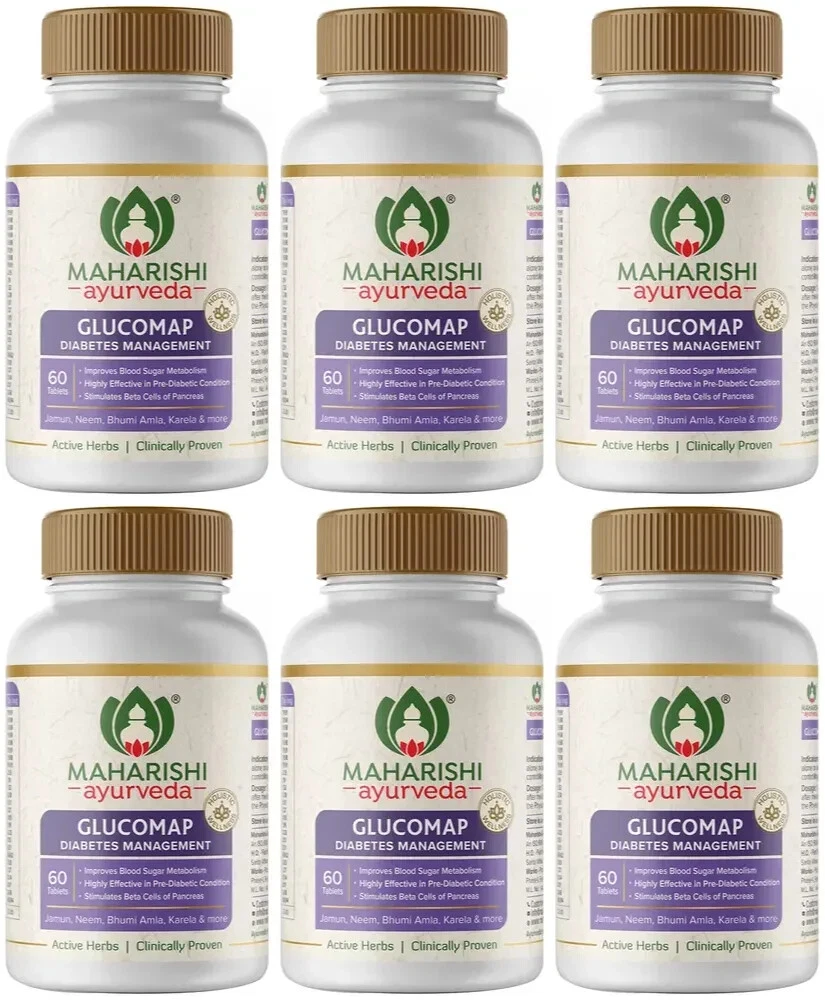 6 x Maharishi GLUCOMAP Tablets (60tab) Herbal Ayurvedic