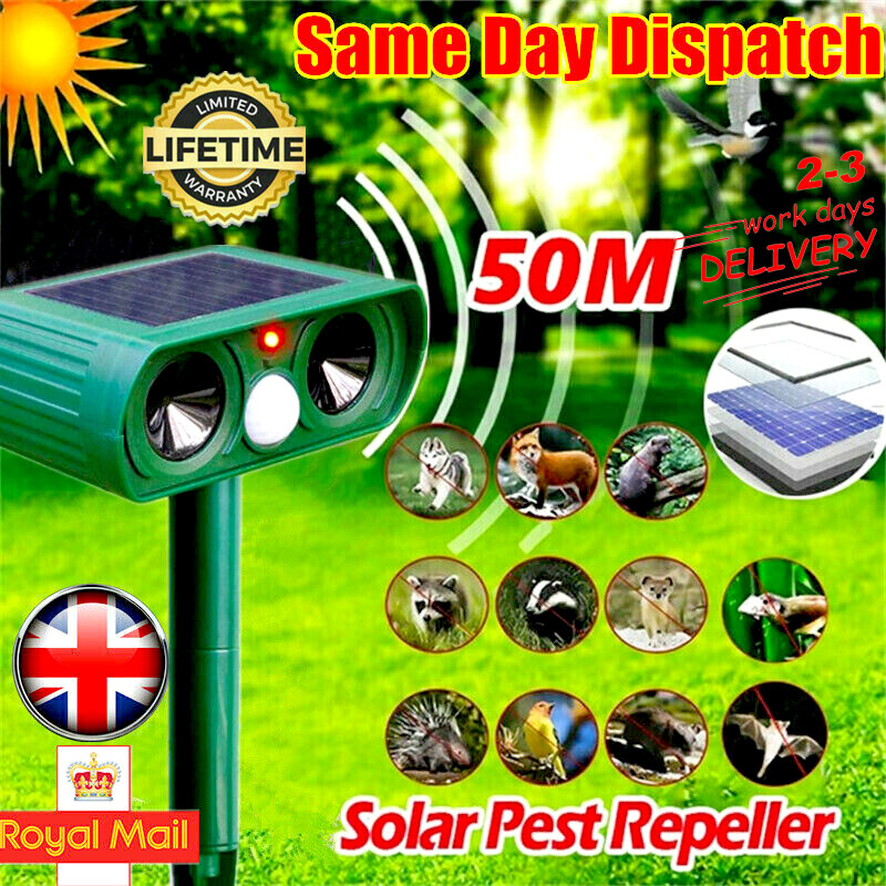 1/2/4x Solar Ultrasonic Dog Cat Repellent Fox Pest Scarer Deterrent