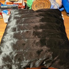 NEW Aviva Stanoff Luxury Black Faux Fur Pillow Signature 20" x 20", Super Soft