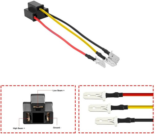 H4 9003 HB2 3 PIN Harness Socket Adapter Wires for 4x6" 7x6" 5x7 inch Headlights - Picture 3 of 6