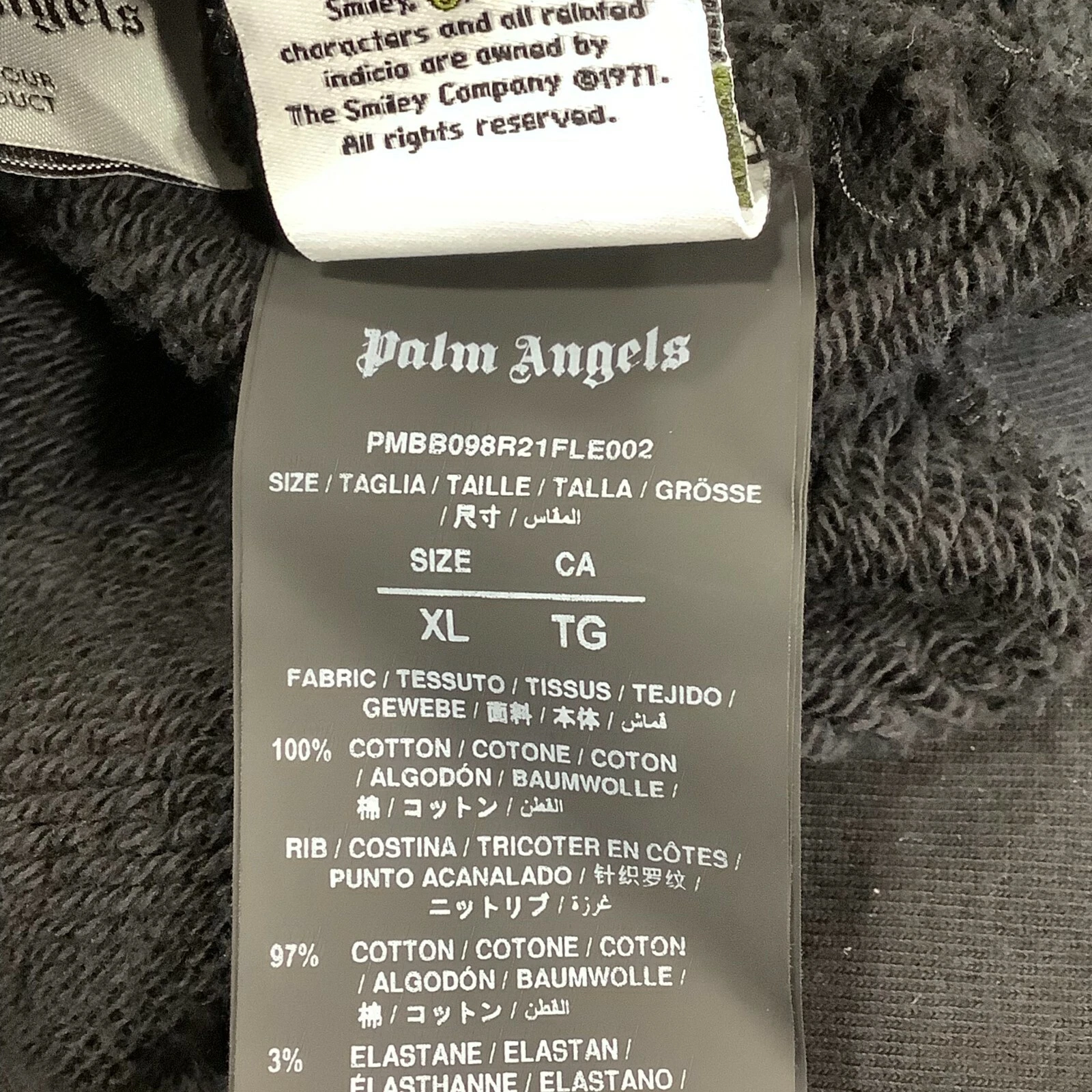 PALM ANGELS Felpa con cappuccio pullover da uomo Smiley Edition giocoliere pin up nera rosa taglia XL