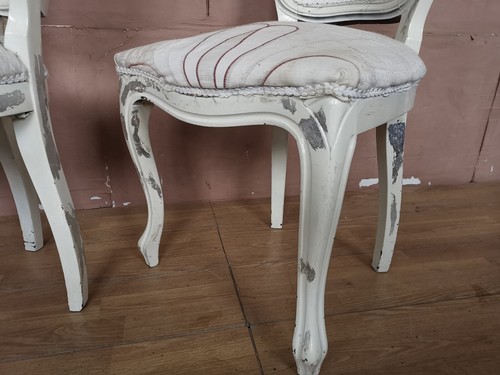 COPPIA POLTRONCINE LACCATE IN BIANCO INTEGRE E ORIGINALI EPOCA 900' - Foto 10 di 12