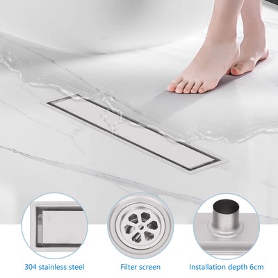 Invisible Linear Shower Floor Drain Square Rectangular Bathroom Stainless Steel