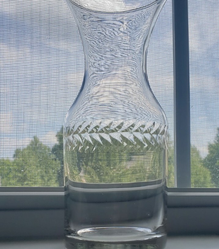 MCM Glass Carafe Decanter Bottle Classic Etched Design VTG