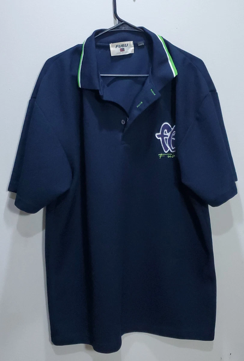 FUBU Polo Shirt Men XLarge Blue Pop Music Culture Rock Polyester USA Vintage XL