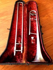 National Professional Trombone with Case Mouthpiece, 1940's-1950's, Vintage