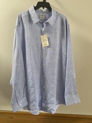 Murano Baird McNutt Linen Long Sleeve Mens Shirt Sz 2XB LIGHT BLUE $89 S95WM720B