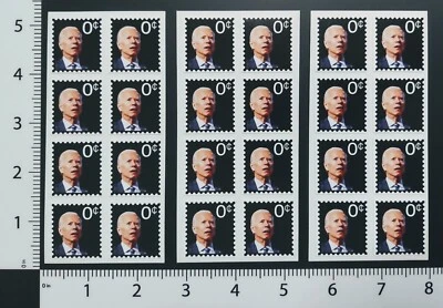 VINTAGE DIVE DECALS Joe Biden 0 cent NOVELTY STAMP 24 pack Presidential Zero Cents stamps just 4 fun