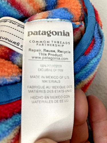 Patagonia Lightweight Synchilla Snap-T Pullover Fleece Blue Red Youth Size M - Picture 12 of 12