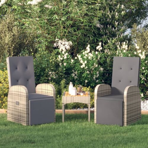 Garden Sun loungers with Cushions 2pcs Gray Poly Rattan-