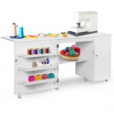 Folding Large Sewing Machine Craft Table Multipurpose Storage