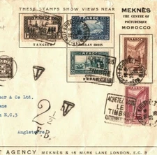 France Colonies MOROCCO Underpaid Air Mail GB 2½d Postage Dues 1935 EB29