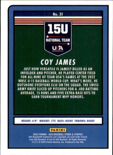 2023 Panini Stars & Stripes USA Baseball Optichrome Rookie Singles Choose Yours - Picture 63 of 199