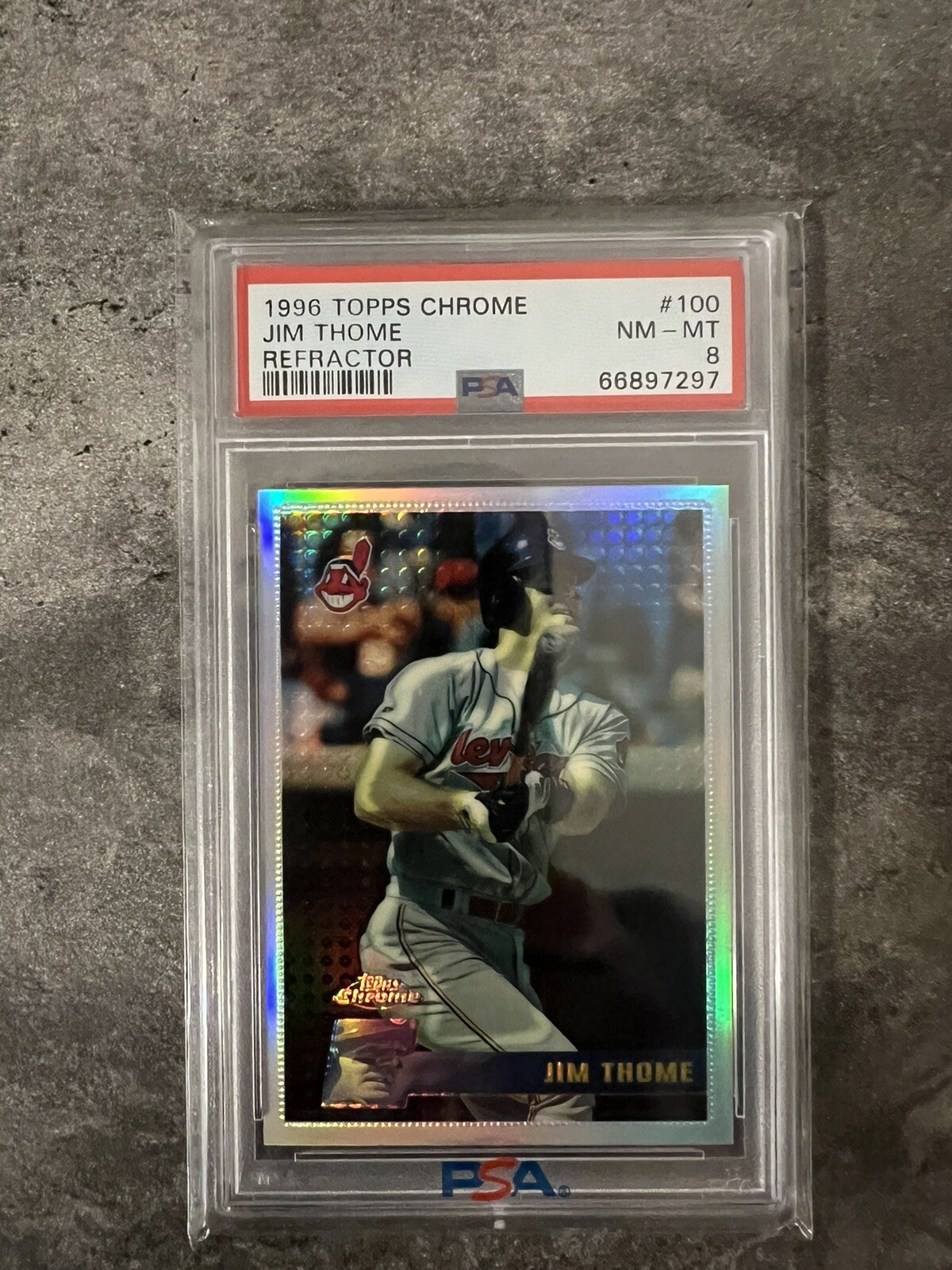 1996 Topps Chrome Refractor Jim Thome #100 PSA 8 Pop 3 HOF RARE