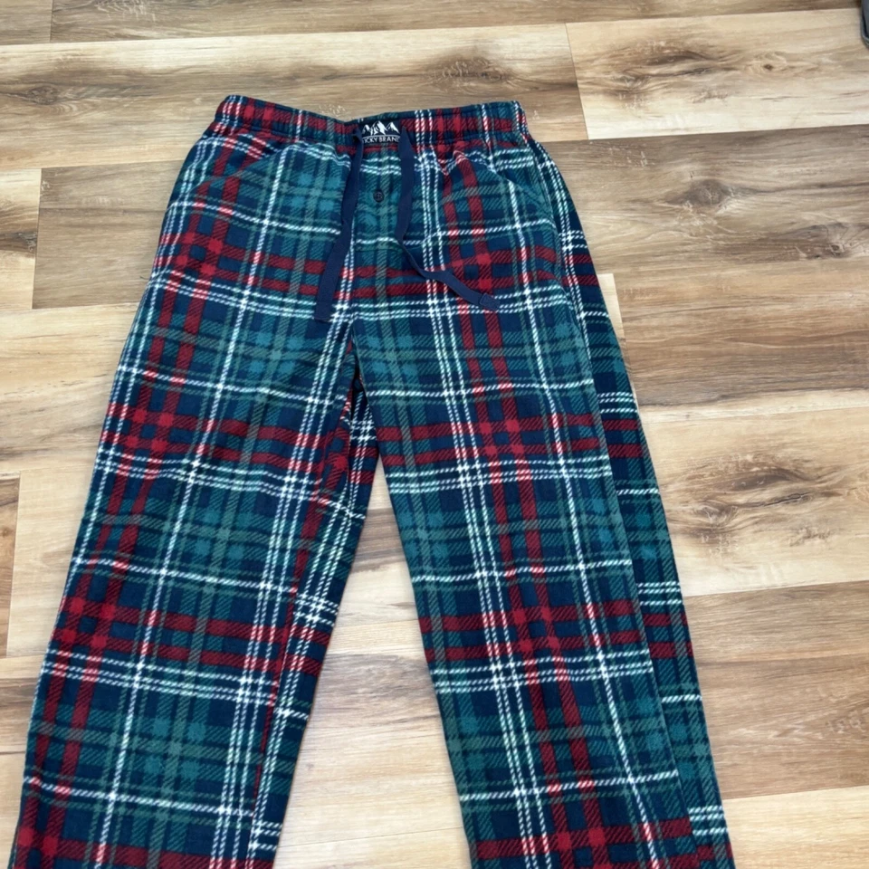 Lucky Brand Sleep Pants Mens Small Soft Fleece Plaid Drawstring - Image 2 of 4