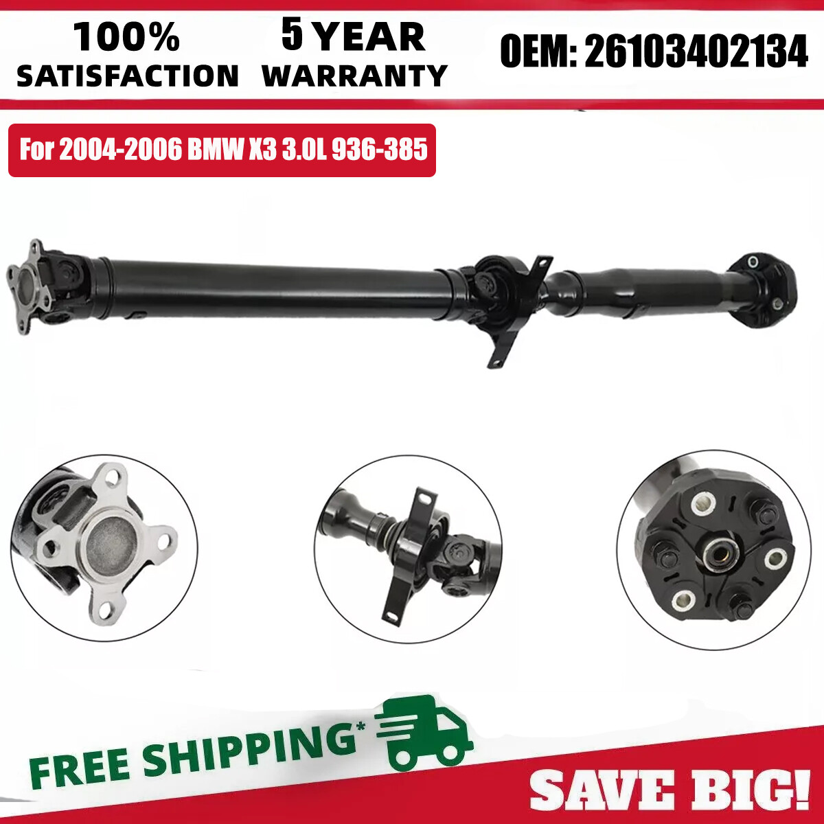 Prop Drive Shaft Driveshaft Assembly Rear For BMW X3 2004 2005