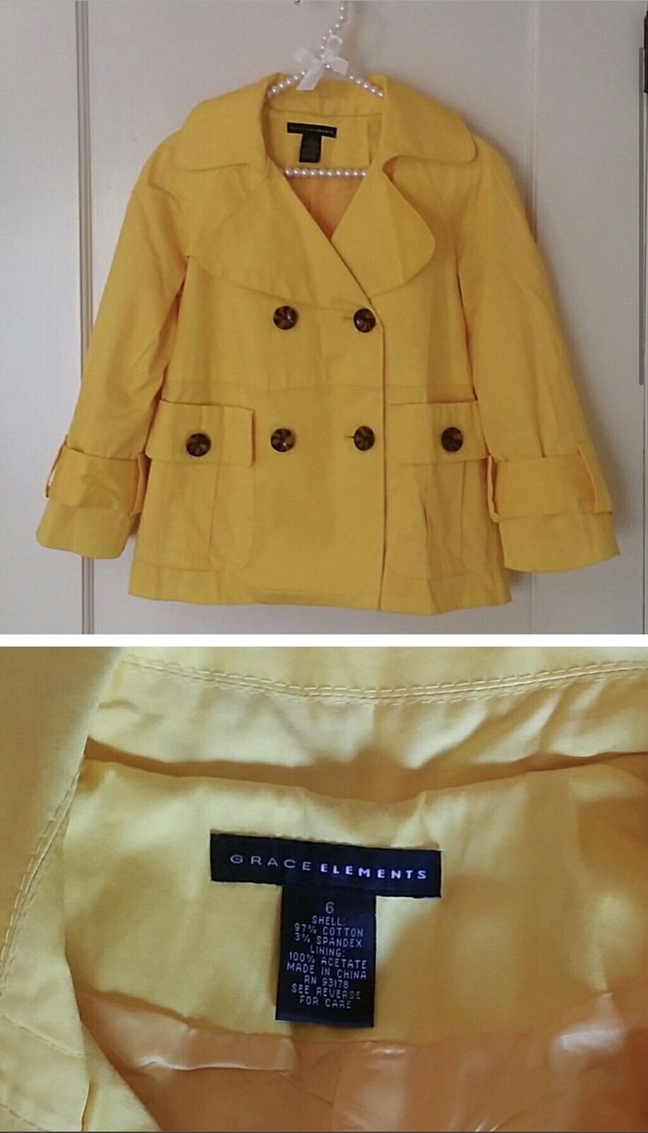 Yellow Women's Trench Coat Size 6 - Stylish & Classic Fit-image