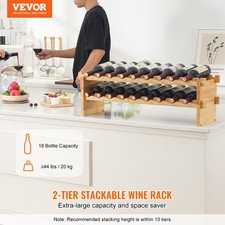 18 Bottle Stackable Modular Wine Rack, and Cellar Natural Color 
