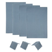 Miniature Roof Tiles PVC Model Roof Tiles for Model Building Dark Grey 4PCS