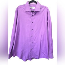 Robert Graham Vibrant Purple Herringbone Dress Shirt Cotton Button Down Luxury