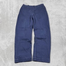 Polo Ralph Lauren Blue Pleated Chino Pants Size 34x32 Hemmed Preppy Work Casual