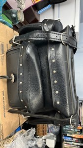 Studded Black Leather Motorcycle Saddle Bags Universal Cruiser Panniers