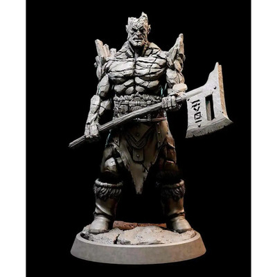 1/24 75mm 3D Print Model Kit Stone Golem Warrior Barbarian Unpainted