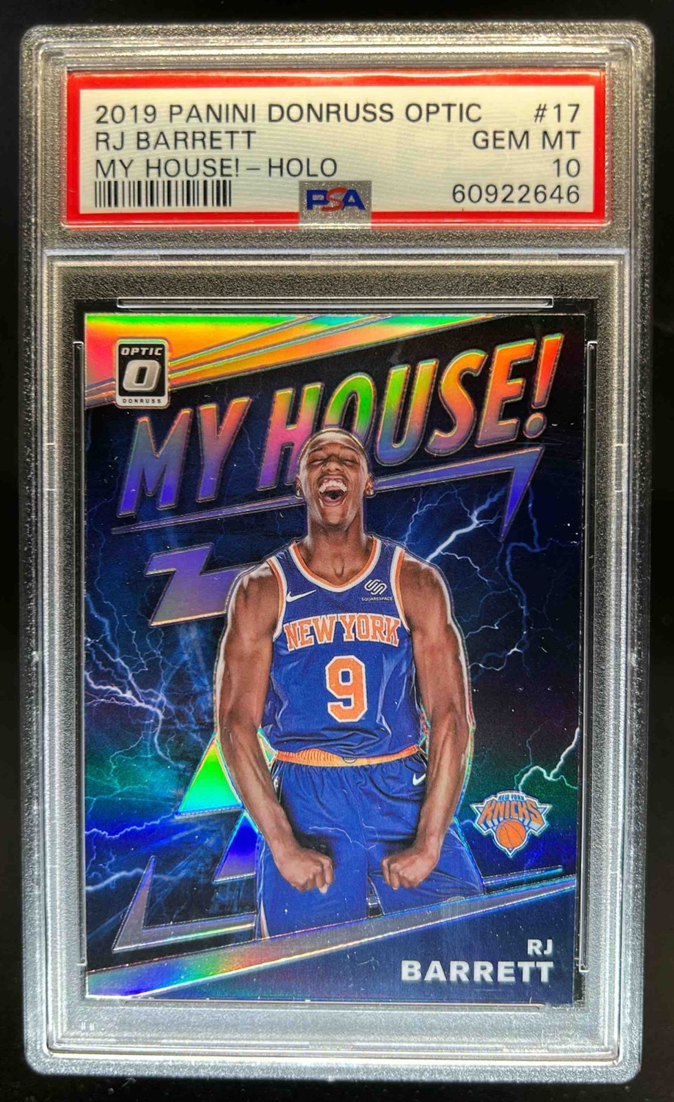 2019-20 Donruss Optic RJ Barrett My House! Holo RC #17 Knicks PSA 10