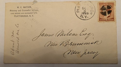 #ad 1885 Adirondack Iron Mining Cover: W.C. Watson to James Neilson Arnold Ore Co $52.79