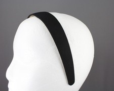 Black 1 1/8" wide headband textured fabric covered hair band accessory