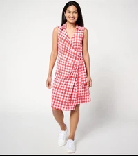 Susan Graver Courtside Social Regular Liquid Knit Skort Dress Red White M