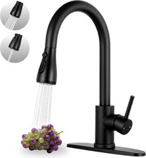 Matte Black Pull-Down Kitchen Faucet with 3 Spray Modes 360 Swivel