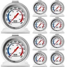 10 Pack Oven Thermometer 50-300 C/100-600 F Stainless Steel grey