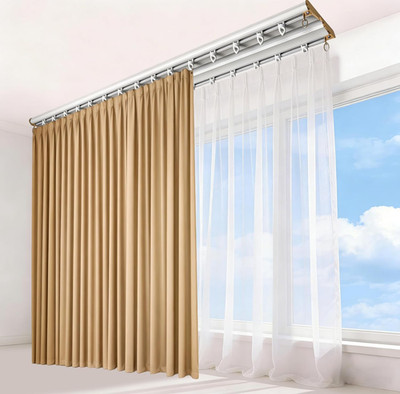 Double Curtain Track Ceiling Mount 10Ft,Heavy-Duty Aluminum Curtain Rail, 3.78''