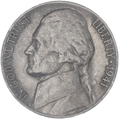 1941 S Jefferson Nickel Small s Very Fine VF See Pics M207