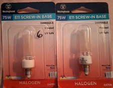 2 Westinghouse 75W Dimmable Frosted E11 Mini Candelabra Base Light Bulbs