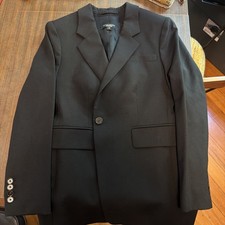 Banana Republic Black Blazer Coat 1 Button Women's Size 4P 4 Petite Italian Wool