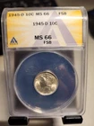 1945-D Mercury Dime ANACS MS 66 FSB Full Split Bands