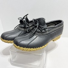 L.L. Bean Duck Boots Low MENS SIZE 9 M BLACK Waterproof Moc Made in USA Rubber