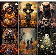 6 Pack Halloween Diamond Art Kits for Adults, Diamond Painting Kits 12x16in
