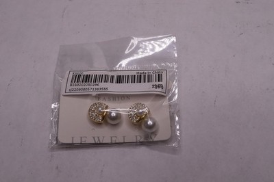 Cuneiform Earrings with Rhinestones and Faux Pearls