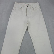 Nudie Rad Rufus Straight Jeans Mens Unisex Size W27 L30 White Beige Denim