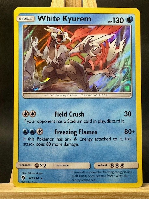 White Kyurem Holo Rare Pokemon Trading Card Game SM - Lost Thunder 63/214 NM