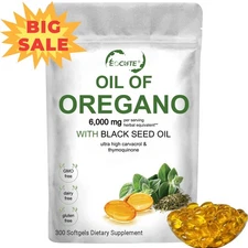 ​​Oil of Oregano 300 Softgels 2 in 1 Black Seed Oil Organic Herbal Supplement