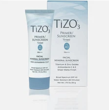 TiZO3 Facial Mineral Primer Sunscreen SPF40 1.75oz Tinted with Vitamin C & E