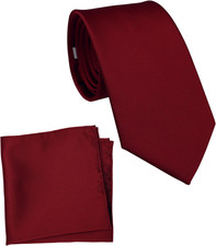 Regular Tie and Pocket Square for Men, Solid Color Necktie Set, 3.2 inch Standar