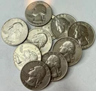 (Lot of 10) 90% Silver Washington Quarters - Pre 1965 Mixed Lot of .900 US Coins