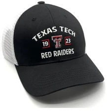 OFFICIALLY LICENSED TEXAS TECH CLASSIC MESH TRUCKER HAT LOGO WHITE/BLACK