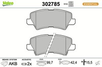 Bremsbelagsatz Scheibenbremse Essential Valeo 302785 FüR KIA Picanto 3 JA 2 TA